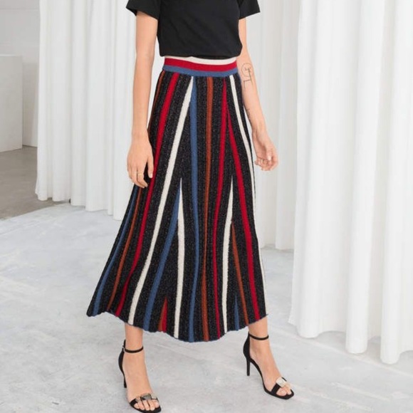 & other stories glitter stripe midi skirt XS - Picture 1 of 9